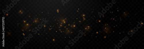 Vector gold sparkles on an isolated transparent background. Atomization of golden dust particles png. Glowing particles png. Gold dust. Light effect.