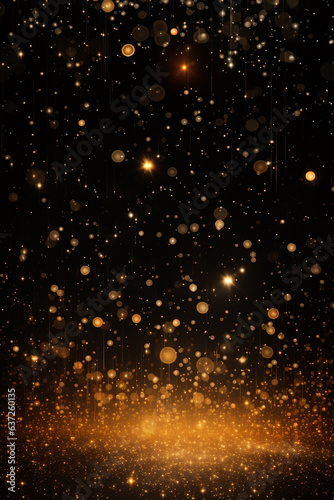 Golden dust particles on a black background