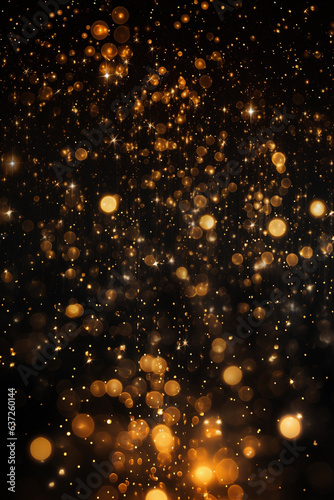 A photo of golden bokeh with golden stripes  golden shining stars