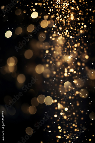 A photo of golden bokeh with golden stripes, golden shining stars