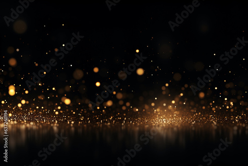A photo of golden bokeh with golden stripes, golden shining stars