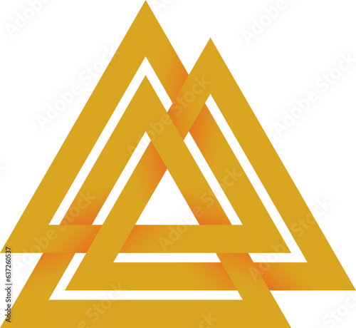 Impossible shapes - triple triangle - infinite objects. Optical illusion - Vector illustration.