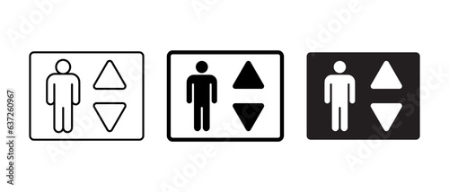 Elevator call button icon vector set. Outline lift symbol
