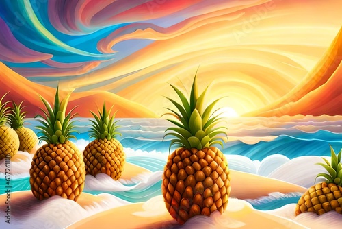 pineapple on the beach sunset