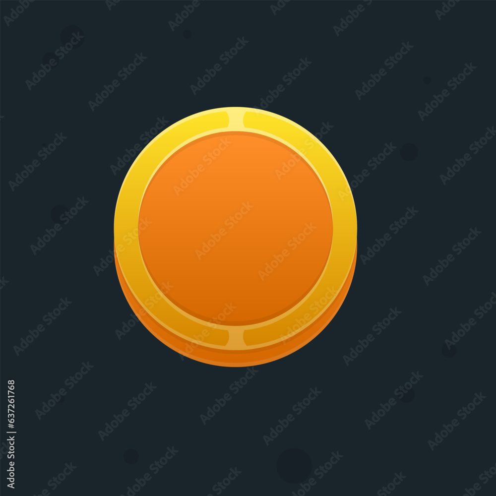 Game UI Coin Icon Blank Money Golden Crown Vector Design