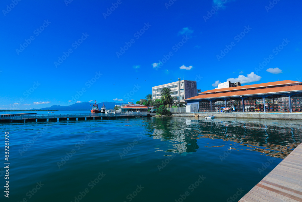 City Port in the Pointe-à-Pitre with Blue Water on Guadeloupe, Caribbean islands