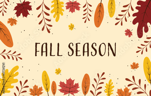 Fall season background. Hand drawn autumn leaves illustration vector background. Autumn season illustration background. Vector autumn elements. Perfect for seasonal holidays, Thanksgiving Day.