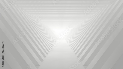 Fototapeta Naklejka Na Ścianę i Meble -  Abstract white futuristic geometric tunnel, architecture design concept, 3d rendering.
