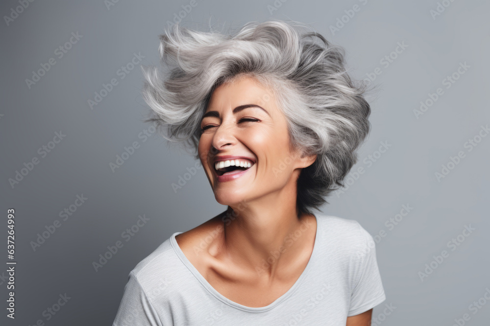 Blissful mature woman having fun in the studio Blissful mature woman having fun in the studio