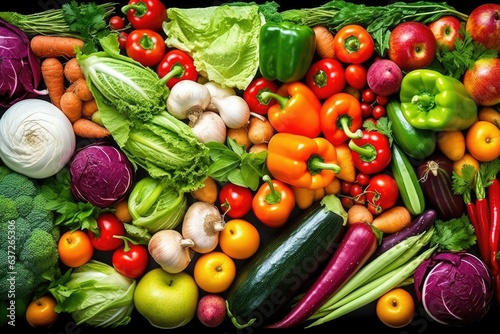 Food Background with Assortment of Fresh Organic Vegetables  Generative AI