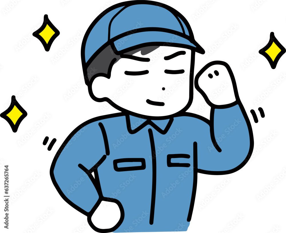 体格のいい作業服の男性 体格のいい作業服の男性