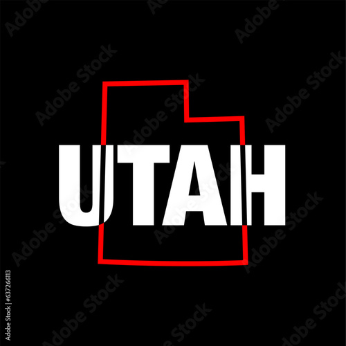 Utah map typography with map vector illustration.
