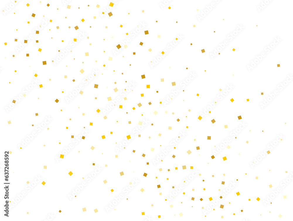 Light Golden Squares. Confetti celebration, Falling golden abstract decoration for party. Vector illustration