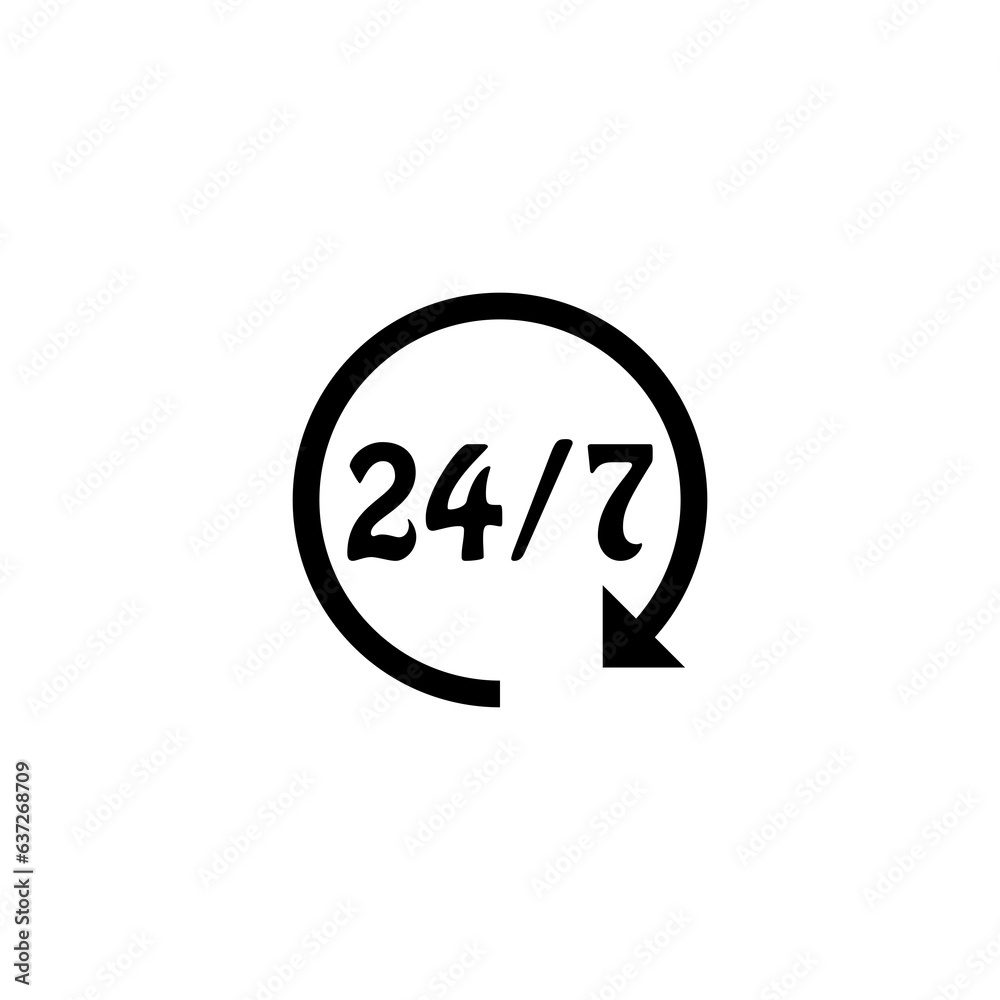 24 7 icon isolated on transparent background 24 7 icon isolated on transparent background