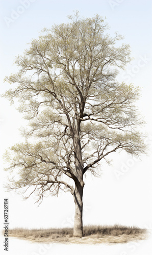 An image of a large tree placed isolated on a white background.