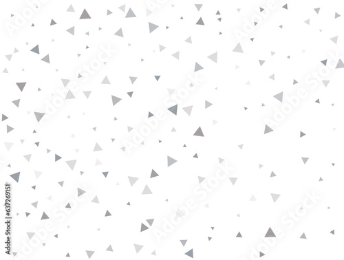 Light silver Triangular glitter confetti background. White festive texture.