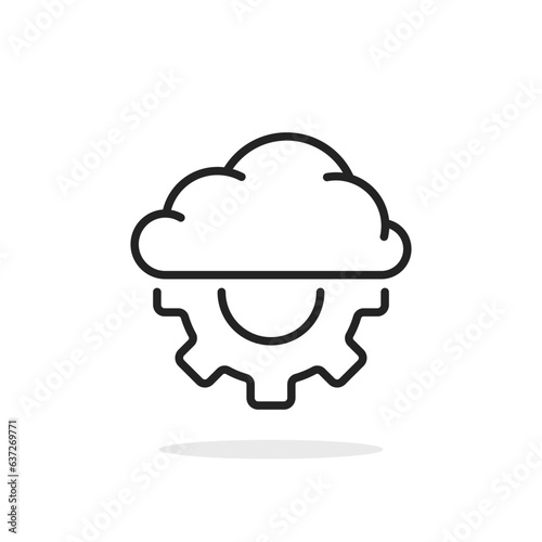 cloud and gear like thin line devops icon