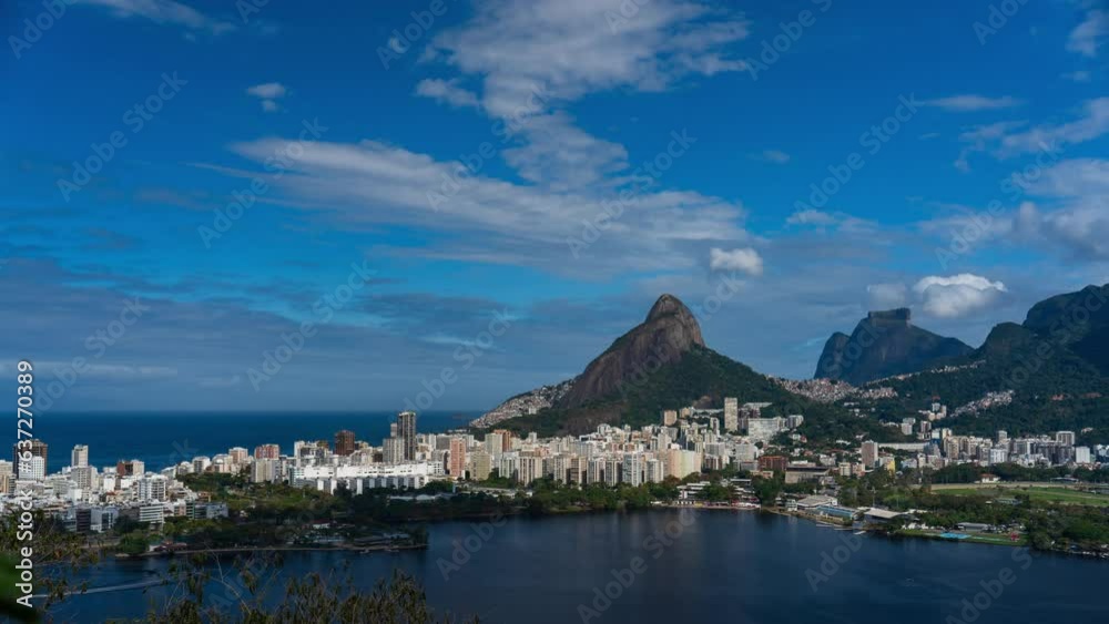 Stunning timelapse of Rio De Janeiro's cityscape featuring Lagoa and Rosinha. Stunning timelapse of Rio De Janeiro's cityscape featuring Lagoa and Rosinha.