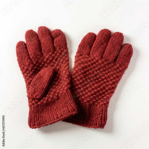 Woolen gloves on a white background