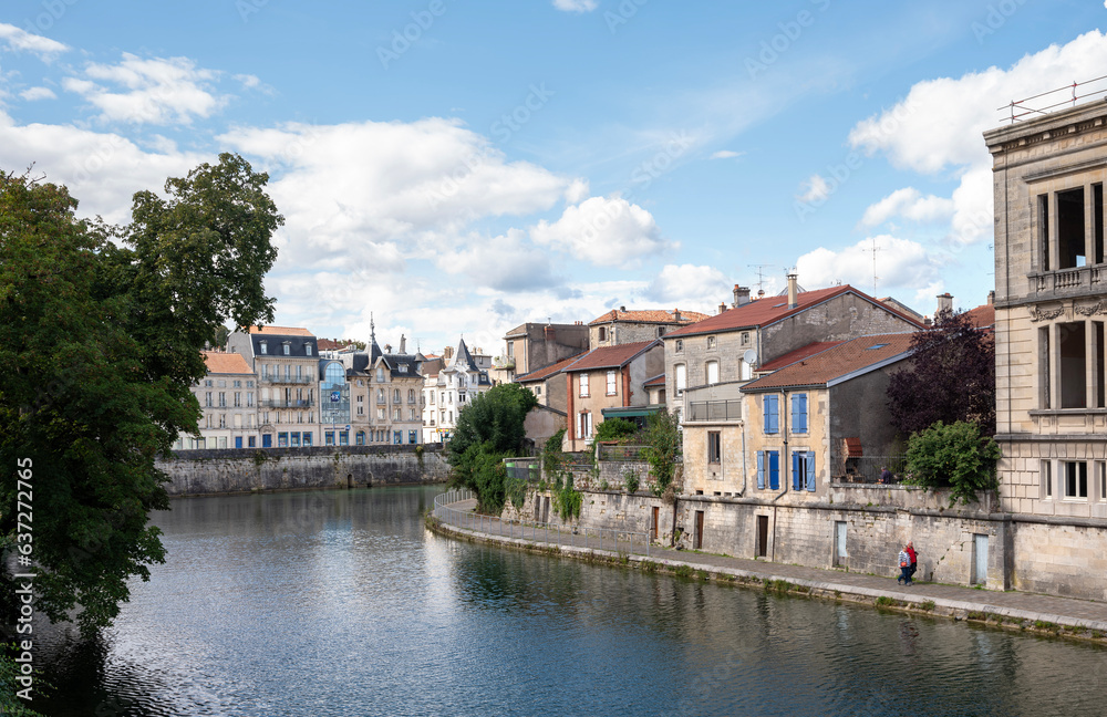 embankment of river meuse or maas in old french town of verdun