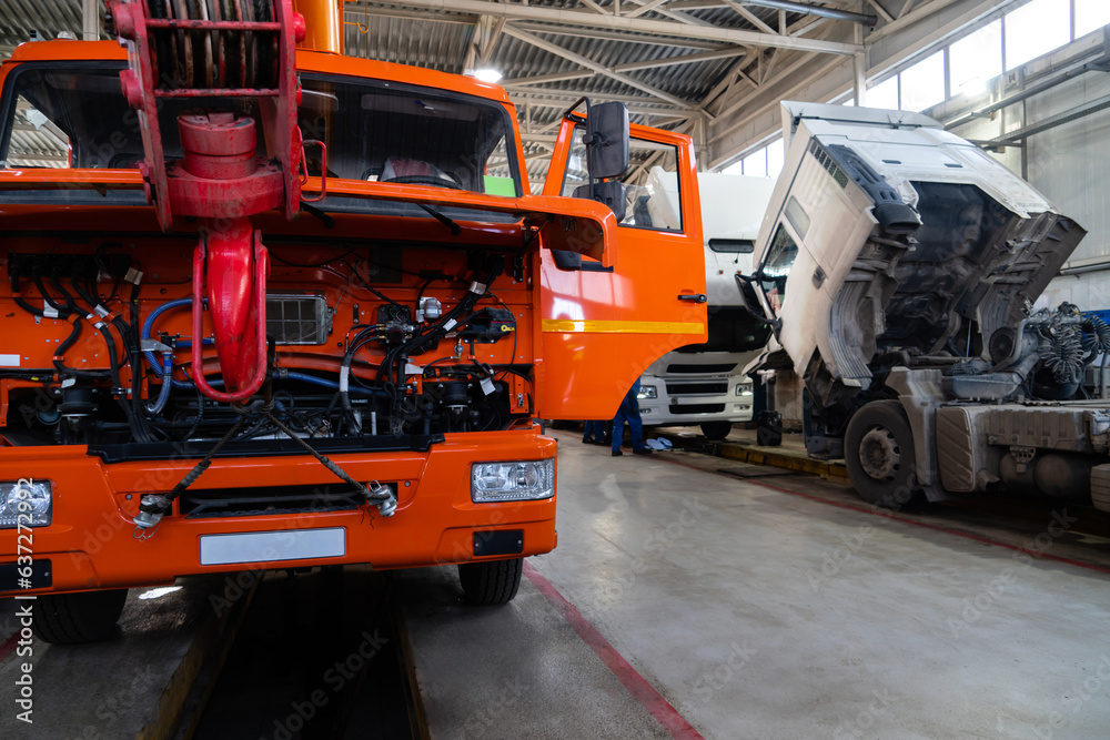 Trucks repair in car service