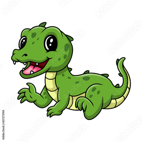 Happy Cartoon crocodile are creeping