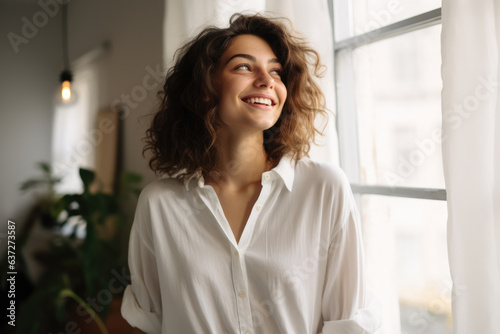 Free Download Young woman in an indoor setting. Generative AI. - GFXLoad