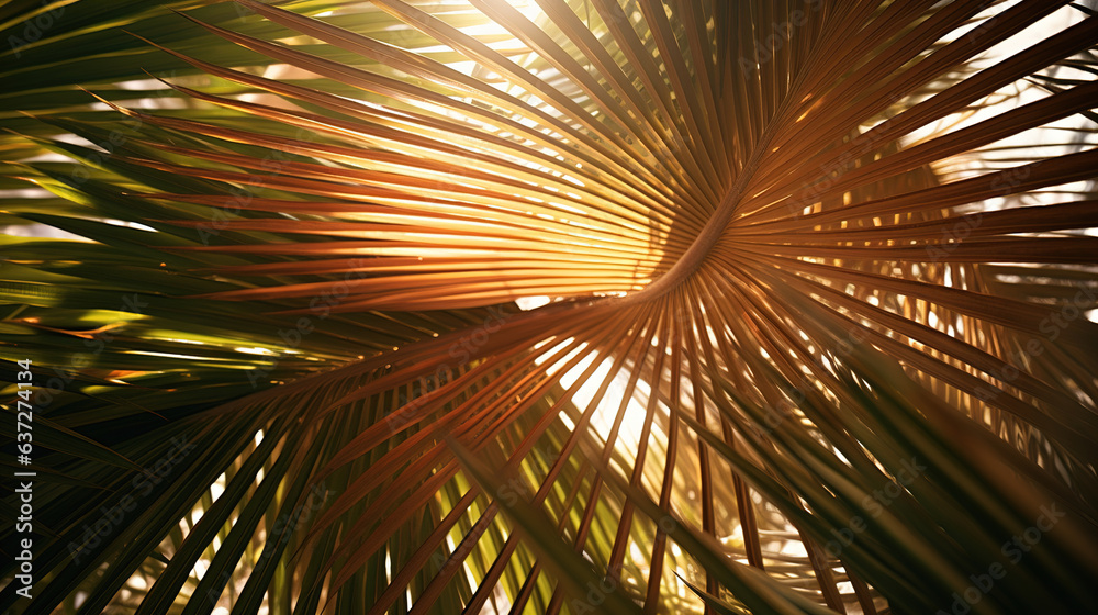 Close up of a palm tree leaf.Generative Ai