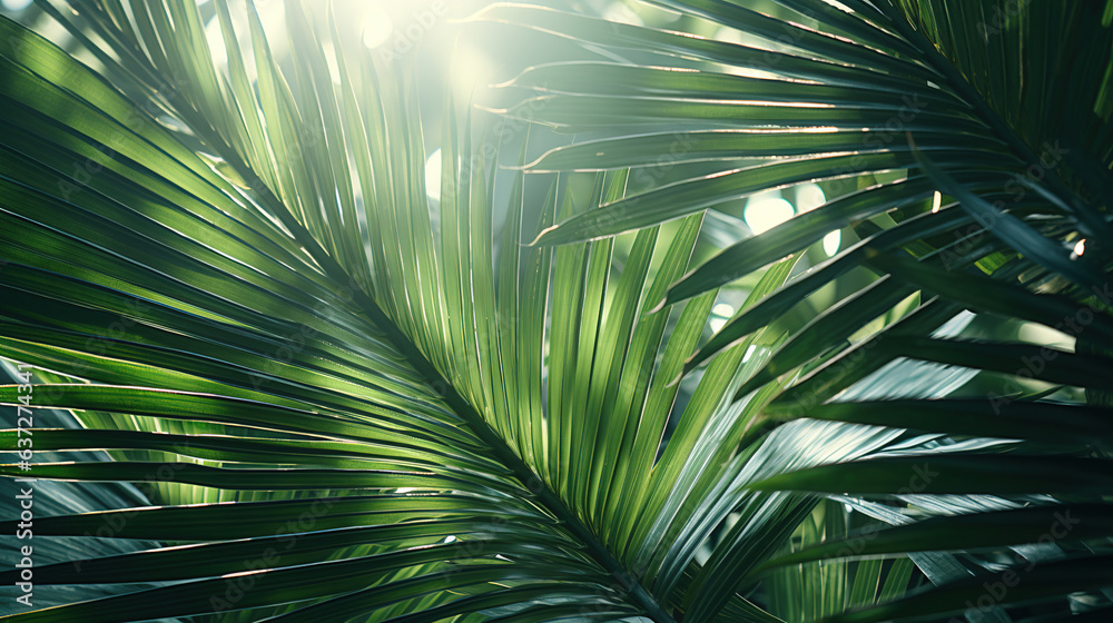 Close up of a palm tree leaf.Generative Ai Close up of a palm tree leaf.Generative Ai