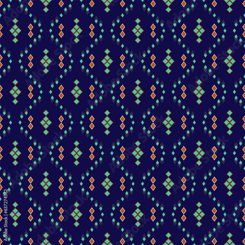 Seamless pattern in blue and grey with decorative rhombus ornament. Knit texture for everyday winter dress, socks, fabric, scarf, or other casual textile design.
