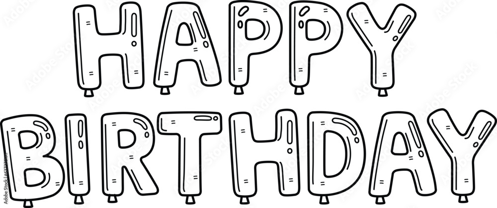 Happy Birthday Banner Isolated Coloring Page Happy Birthday Banner Isolated Coloring Page
