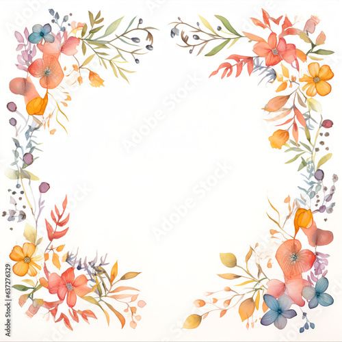 frame of flowers and patterns Abstract floral background with watercolor stains. For postcards  posters and invitations.