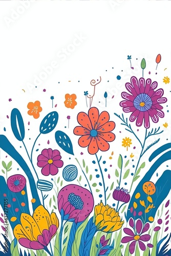 Spring flowers cartoon. AI generated illustration © vector_master