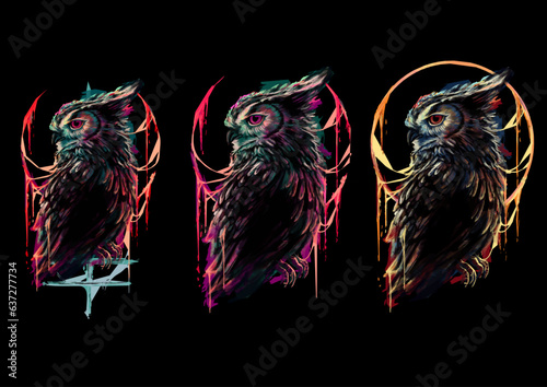 abstract owl illustration, available on AI, EPS, and JPEG