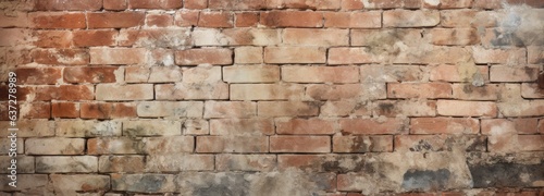 Historic wall background with chalky  worn-out bricks