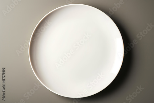 Empty white plate. Top view.
