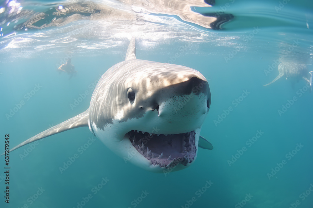 Fototapeta premium Swimming with Great White Sharks