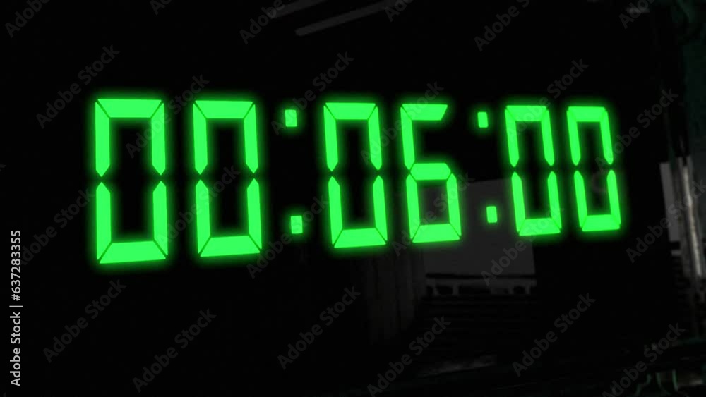 High quality CGI render of a digital countdown timer on a wall-mounted screen, with glowing green numbers, counting down from 10 to zero, with dramatic left to right camera move High quality CGI render of a digital countdown timer on a wall-mounted screen, with glowing green numbers, counting down from 10 to zero, with dramatic left to right camera move