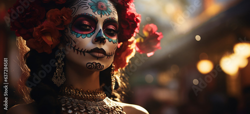 Young woman with day of dead make up