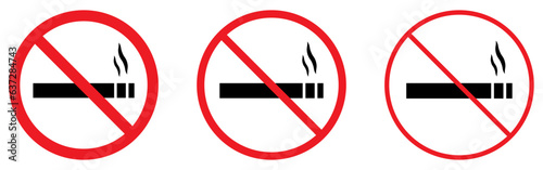No smoking sign set. Stop smoking symbol. Vector illustration isolated on white background