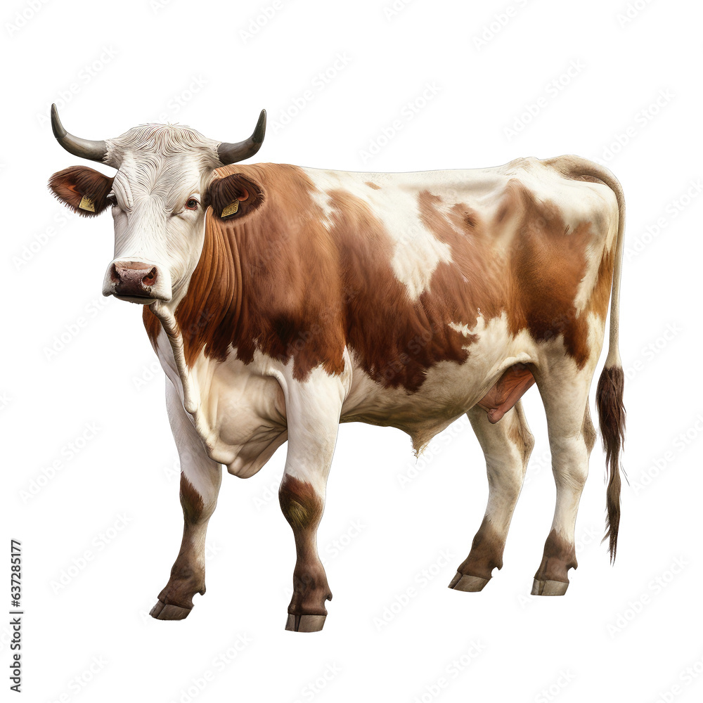 cow looking isolated on white