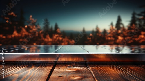 A front view of a luxurious silver metallic empty table for product placement  set against a dark  blurry city background  serves as a blank metallic table mockup 