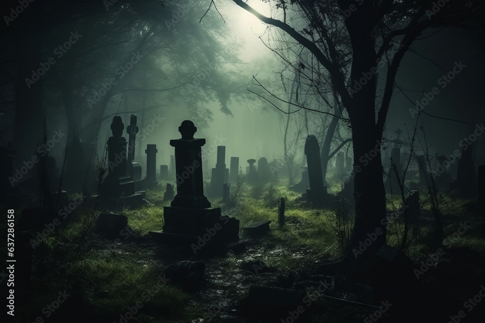 Haunted and creepy old cemetery at night Haunted and creepy old cemetery at night