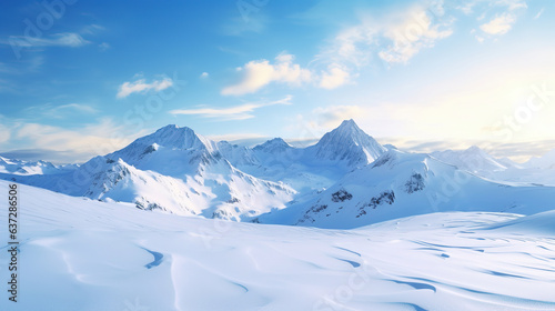 snow covered mountains. Generative Ai © Shades3d