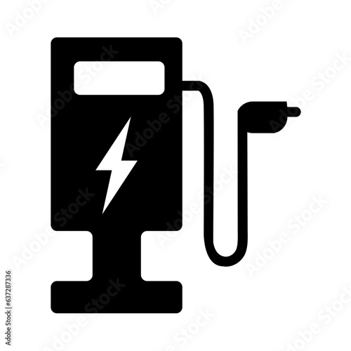 electric vehicle charging station icon on white background