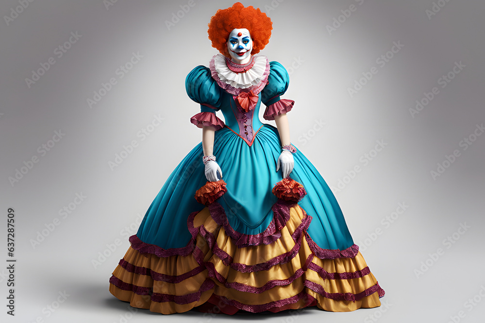 Portrait of a female clown from the seventeenth century.  Generative AI