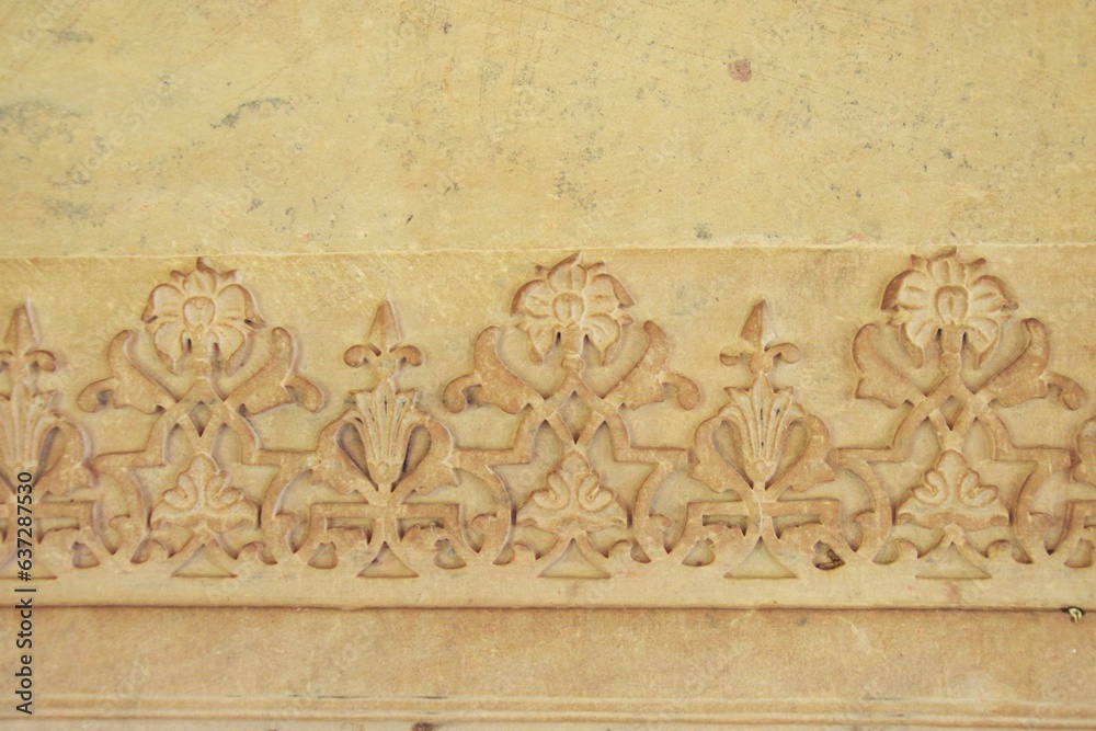 Intricate carving at Gatore Ki Chhatriyan ( royal crematorium grounds ) , Jaipur, Rajasthan, India