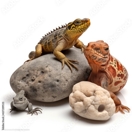 Toys for Reptiles - Rocks and basking platforms isolated. Generative AI