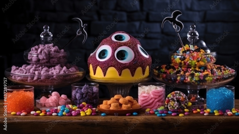 sweet table setting, Sweet eye candy, Halloween candy bar, banner ...