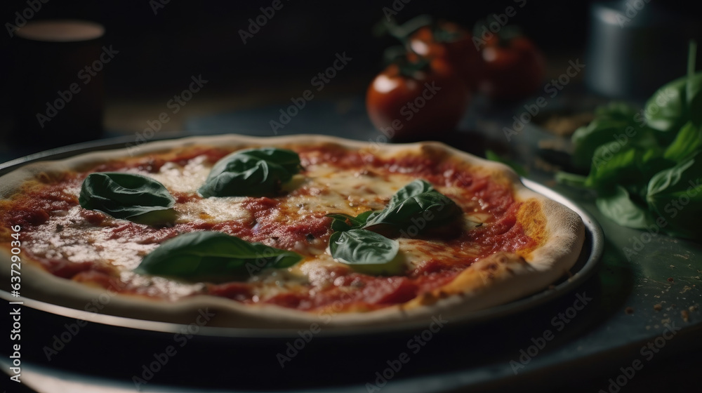 Top view of Margherita Italian pizza. Top view of Margherita Italian pizza.